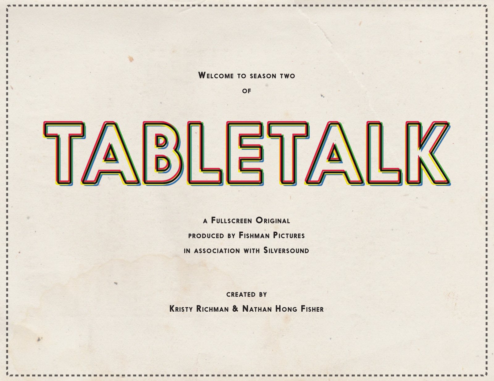 Cover of the TableTalk season two deck, with the title in outlined retro lettering on a paper texture.